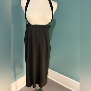 Voodoo Vixen Pinstripe Suspender Pencil Skirt Retro Rockabilly Size L (US8)